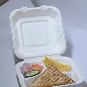 Baggasse Clamshell 8" x 8" 3CP